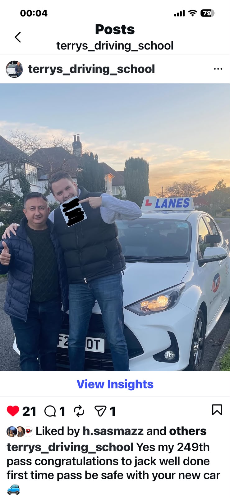 Terry’s Driving School Bromley - Happy Customer 8 Happy learner driver at Terry’s Driving School in Bromley - customer photo 8